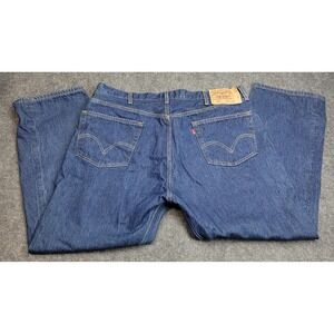 Levis 501 Jeans Mens 44x30 Blue Denim Red Tab Americana Straight Leg Button Fly